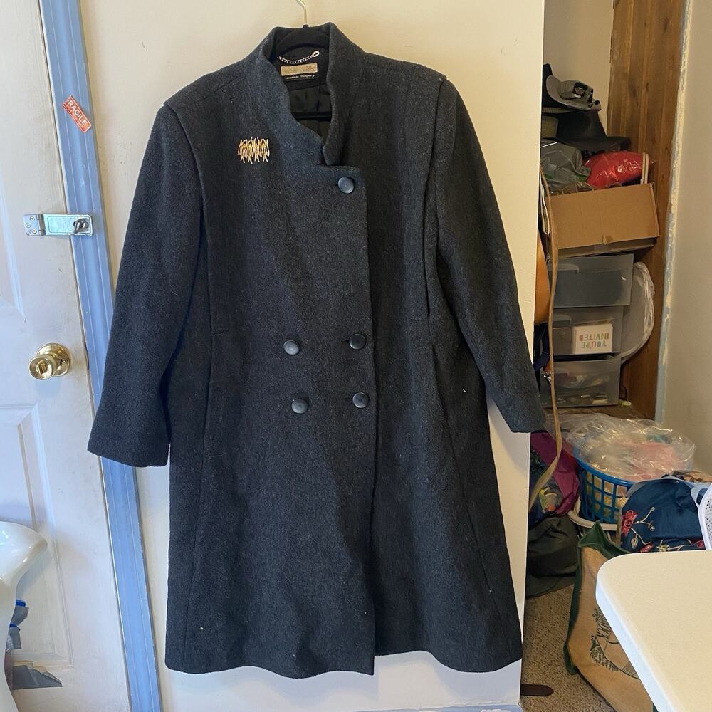 Vintage Luxury Tweed Wool Nylon Double Breasted Peacoat Women Sz 22 Preppy - Picture 6 of 9
